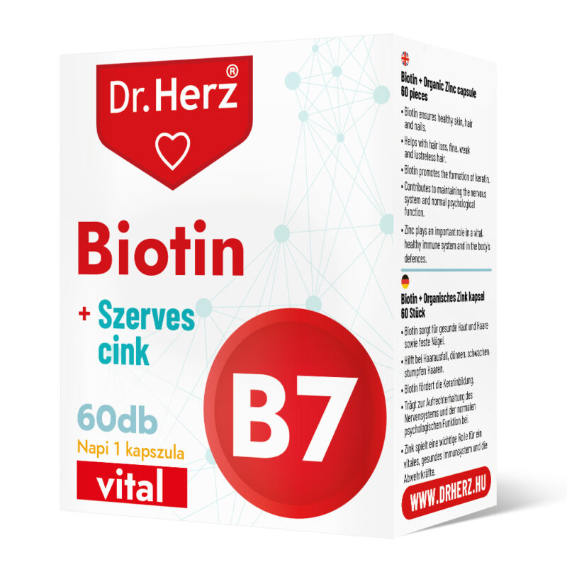 Dr. Herz Biotin + Szerves Cink kapszula - 60db 1 Dr. Herz Biotin + Szerves Cink kapszula - 60db