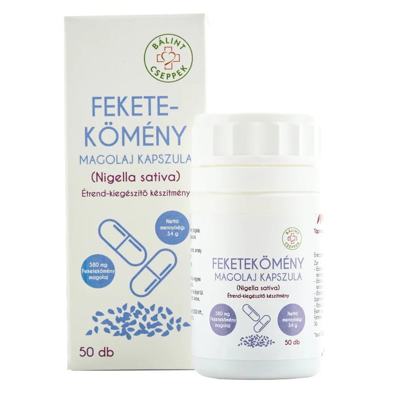 Bálint Cseppek Feketekömény magolaj kapszula - 50db 1 Bálint Cseppek Feketekömény magolaj kapszula - 50db