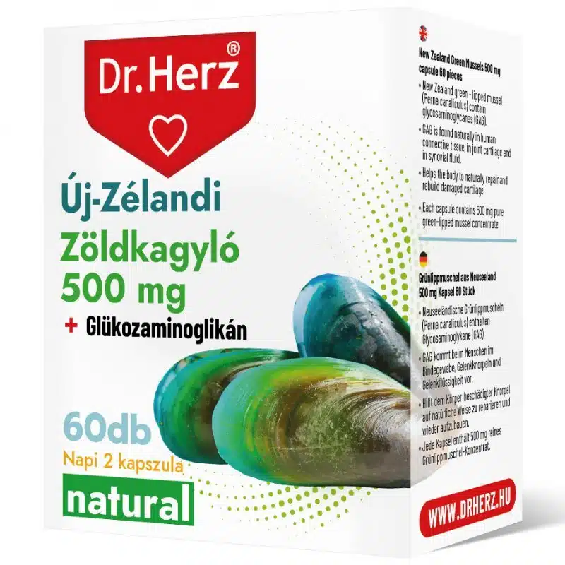 Dr. Herz Új-Zélandi Zöldkagyló kivonat 500mg kapszula - 60db 1 Dr. Herz Új-Zélandi Zöldkagyló kivonat 500mg kapszula - 60db