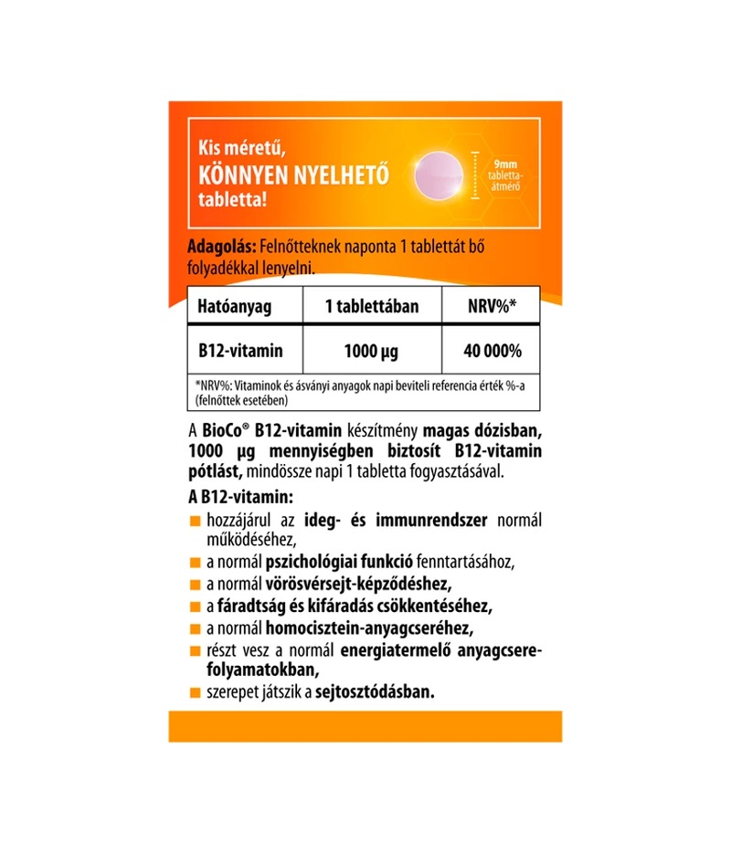 BioCo B12-vitamin 1000mcg tabletta - 60db 2 BioCo B12-vitamin 1000mcg tabletta - 60db - Image 2