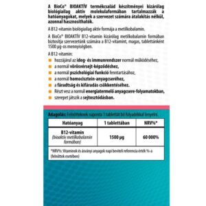 BioCo Bioaktív B12-vitamin 1500 μg tabletta - 60db - Image 2