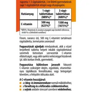 BioCo C-vitamin 500mg narancs ízű rágótabletta - 60db 3 BioCo C-vitamin 500mg narancs ízű rágótabletta - 60db - Image 2
