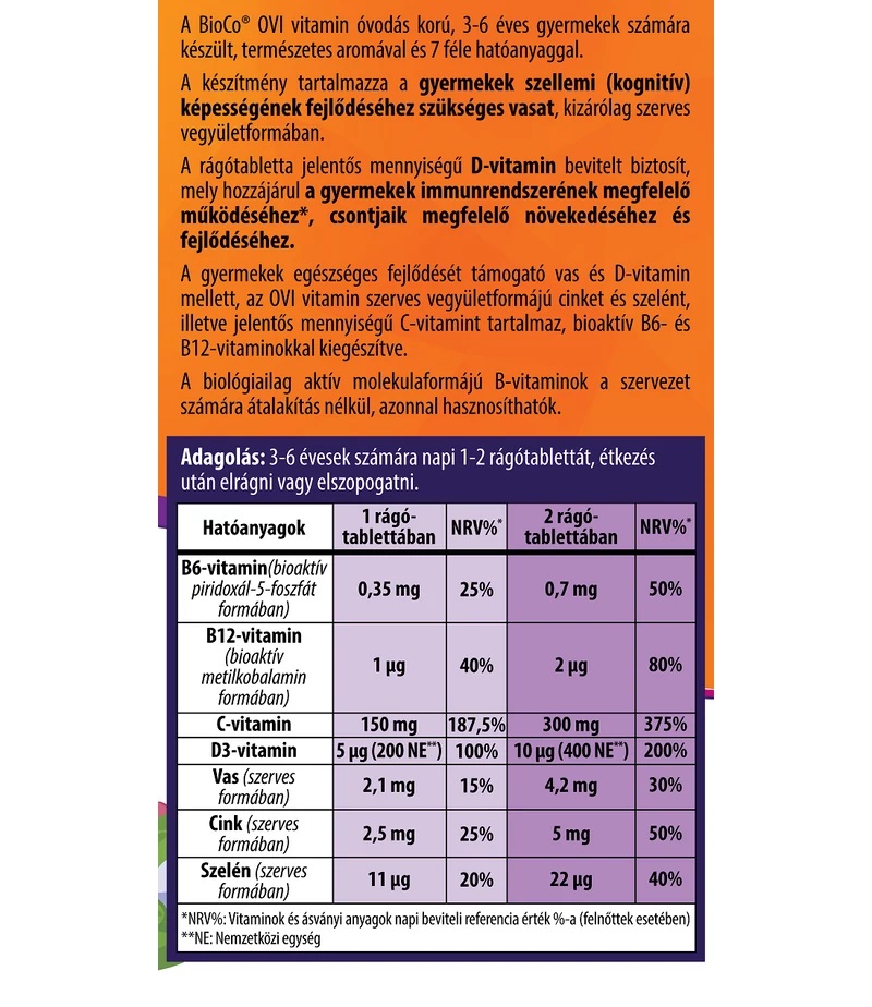BioCo OVI Vitamin rágótabletta - 90db 2 BioCo OVI Vitamin rágótabletta - 90db - Image 2