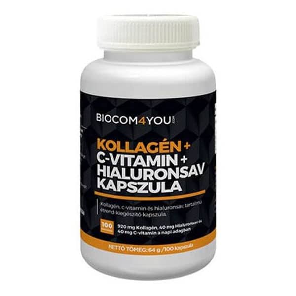 Biocom Kollagén + C-vitamin + Hialuronsav kapszula - 100db 1 Biocom4You Kollagén + C-vitamin + Hialuronsav kapszula - 100db