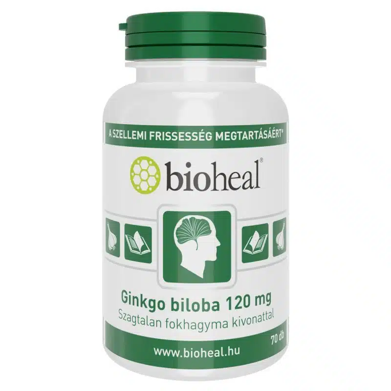 Bioheal Ginkgo Biloba 120mg + szagtalan fokhagyma kivonat kapszula - 70db 1 Bioheal Gingko Biloba 120mg + szagtalan fokhagyma kivonat kapszula - 70db