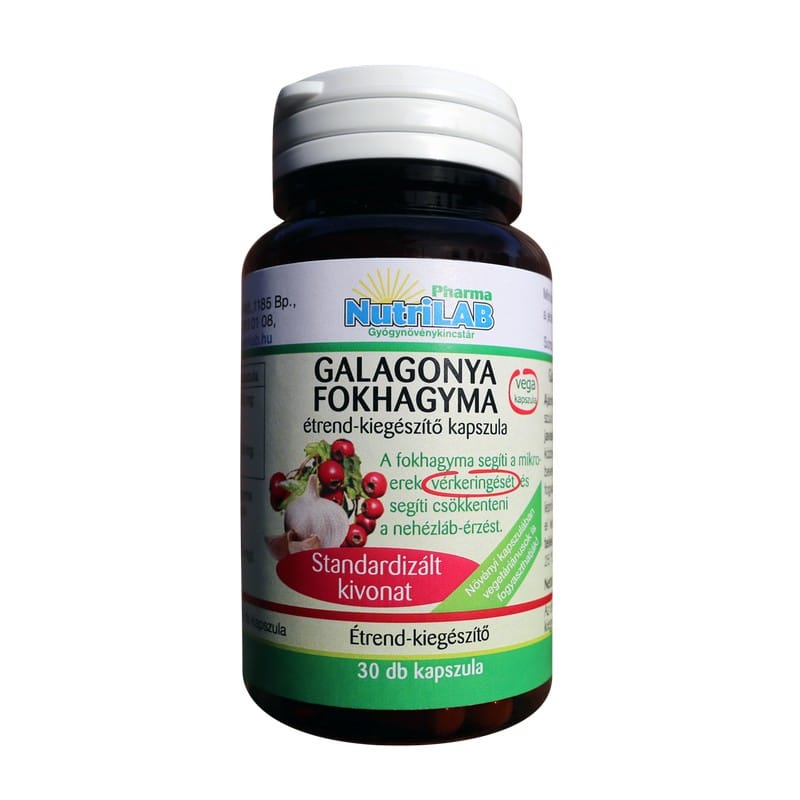 Nutrilab Galagonya és Fokhagyma kapszula - 30db 1 Nutrilab Galagonya és Fokhagyma Vega kapszula - 30db
