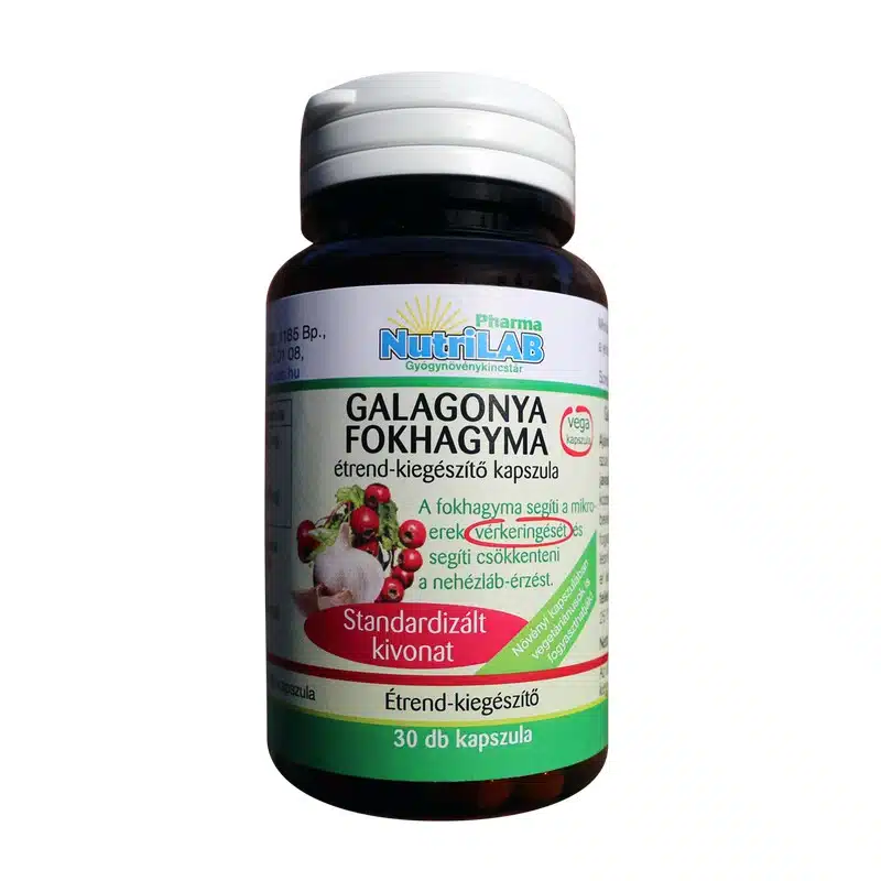 Nutrilab Galagonya és Fokhagyma kapszula - 30db 1 Nutrilab Galagonya és Fokhagyma Vega kapszula - 30db