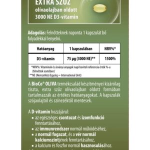 BioCo Oliva D3-vitamin 3000NE lágyzselatin kapszula - 60db - Image 2