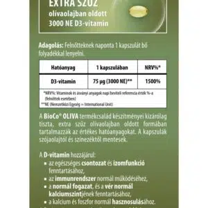 BioCo Oliva D3-vitamin 3000NE lágyzselatin kapszula - 60db 3 BioCo Oliva D3-vitamin 3000NE lágyzselatin kapszula - 60db - Image 2