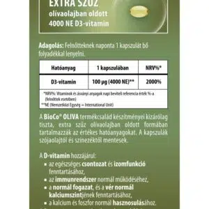 BioCo Oliva D3-vitamin Forte 4000NE lágyzselatin kapszula - 60db 3 BioCo Oliva D3-vitamin Forte 4000NE lágyzselatin kapszula - 60db - Image 2