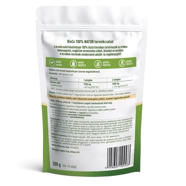 BioCo 100% NATUR Szerves Kalcium Citrát por - 200g 2 BioCo 100% NATUR Szerves Kalcium Citrát por - 200g - Image 2
