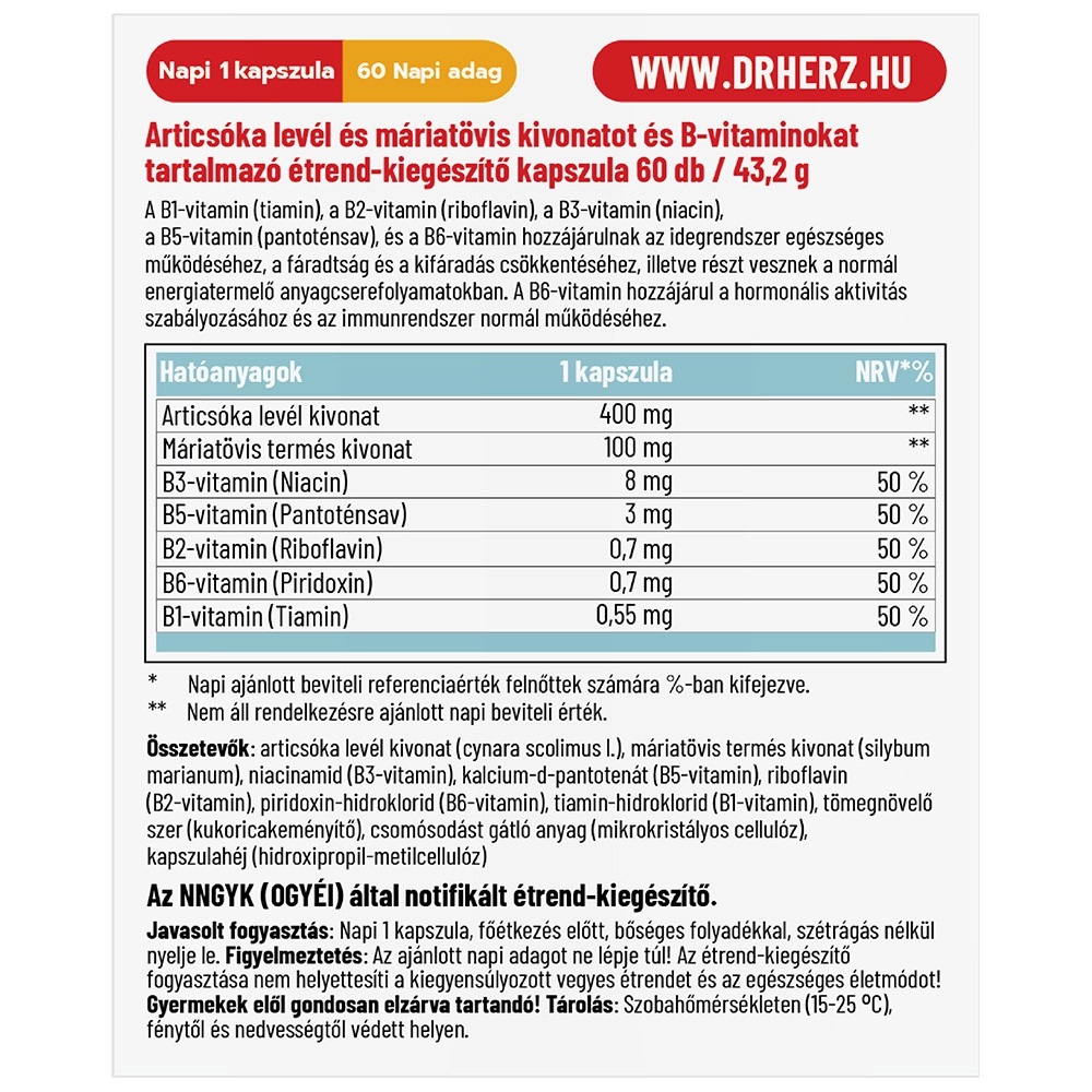 Dr. Herz Articsóka Vegan Komplex kapszula - 60db 2 Dr. Herz Articsóka Vegan Komplex kapszula - 60db - Image 2