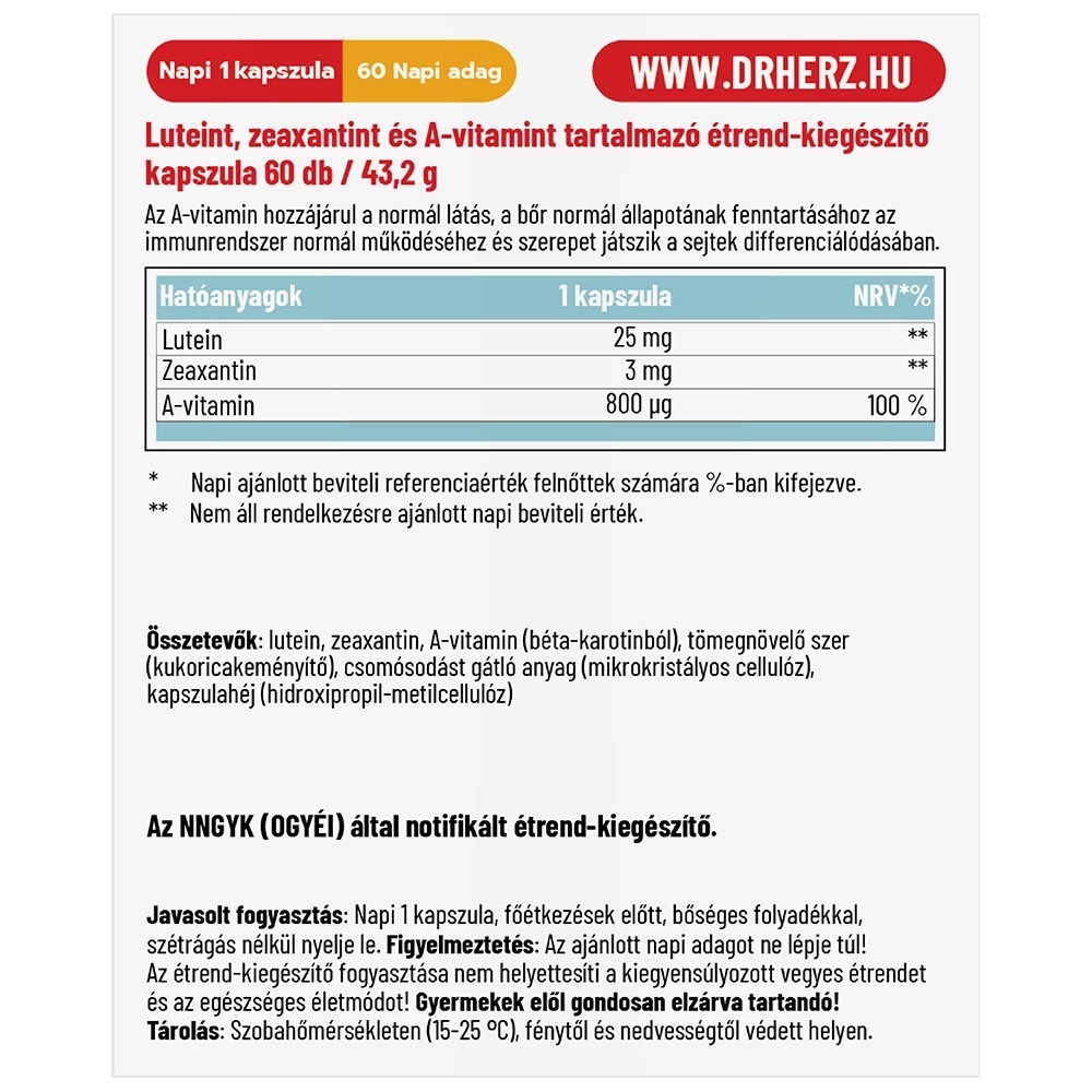 Dr. Herz Lutein 25mg kapszula - 60db 2 Dr. Herz Lutein 25mg kapszula - 60db - Image 2