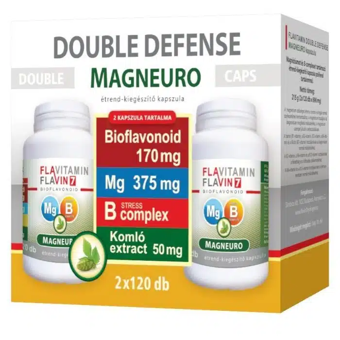 Flavin7 Double Defense Magneuro Mg + B-complex vitamin Komló extraktummal kapszula - 2x120db 1 Flavin7 Double Defense Magneuro Mg + B-complex vitamin Komló extraktummal kapszula - 2x120db