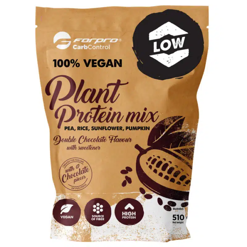 Forpro Low Carb 100% Vegan Plant Protein Mix dupla csoki - 510g 1 Forpro Low Carb 100% Vegan Plant Protein Mix dupla csoki - 510g