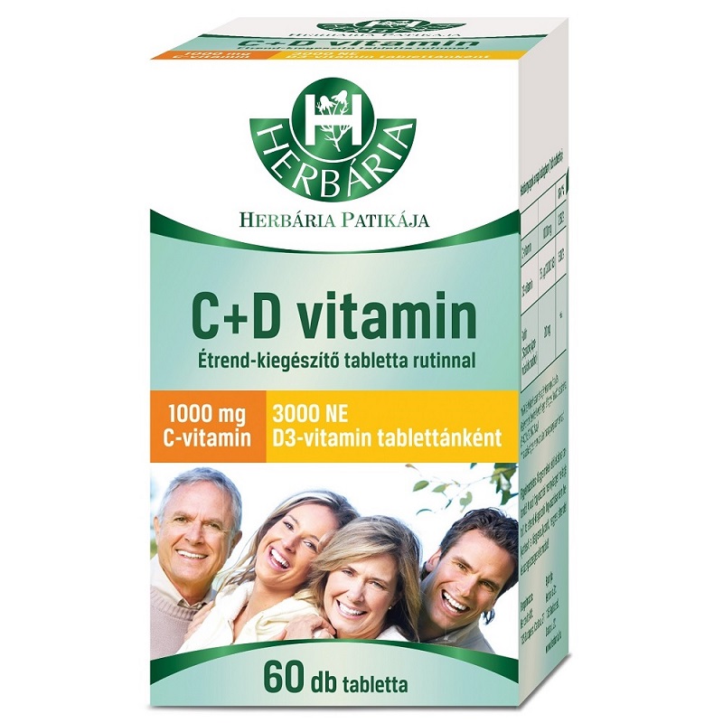 Herbária C-vitamin 1000mg + D3-vitamin 3000NE filmtabletta – 60db 1 Herbária C+D C-vitamin 1000mg + D3-vitamin 3000NE filmtabletta – 60db