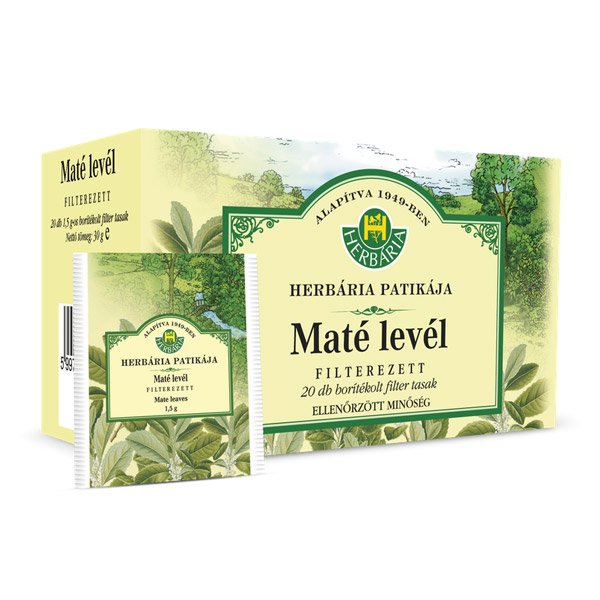 Herbária maté levél tea - 20x1,5g borítékolt filter/doboz 1 Herbária maté levél tea