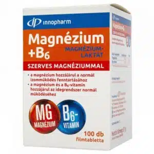 InnoPharm Magnézium-laktát + B6-vitamin filmtabletta - 100db