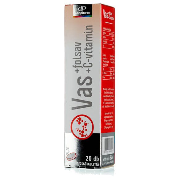 InnoPharm Vas + Folsav + C-vitamin pezsgőtabletta - 20db 1 InnoPharm Vas + Folsav + C-vitamin pezsgőtabletta – 20db