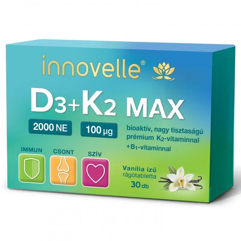 Innovelle D3+K2 Max 2000NE rágótabletta - 30db 1 Innovelle D3+K2 Max 2000NE rágótabletta - 30db