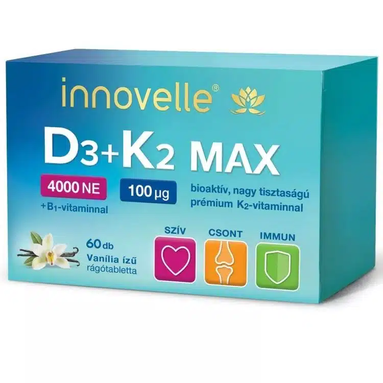 Innovelle D3+K2 Max 4000NE rágótabletta - 60db 1 Innovelle D3+K2 Max 4000NE rágótabletta - 60db
