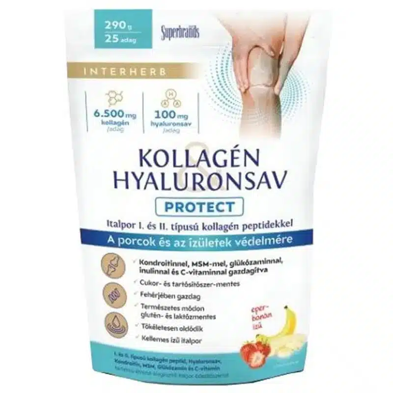 Interherb Kollagén & Hialuronsav Protect porcépítő epres banános italpor - 290g 1 Interherb Kollagén & Hialuronsav Protect porcépítő epres banános italpor - 290g