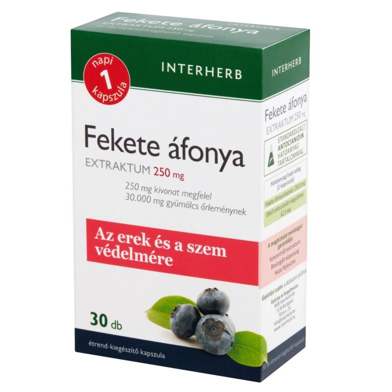 Interherb Napi 1 Fekete áfonya Extraktum 250mg kapszula - 30db 1 Interherb Napi 1 fekete áfonya extraktum 250mg kapszula - 30db