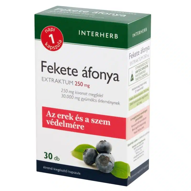 Interherb Napi 1 Fekete áfonya Extraktum 250mg kapszula - 30db 1 Interherb Napi 1 fekete áfonya extraktum 250mg kapszula - 30db