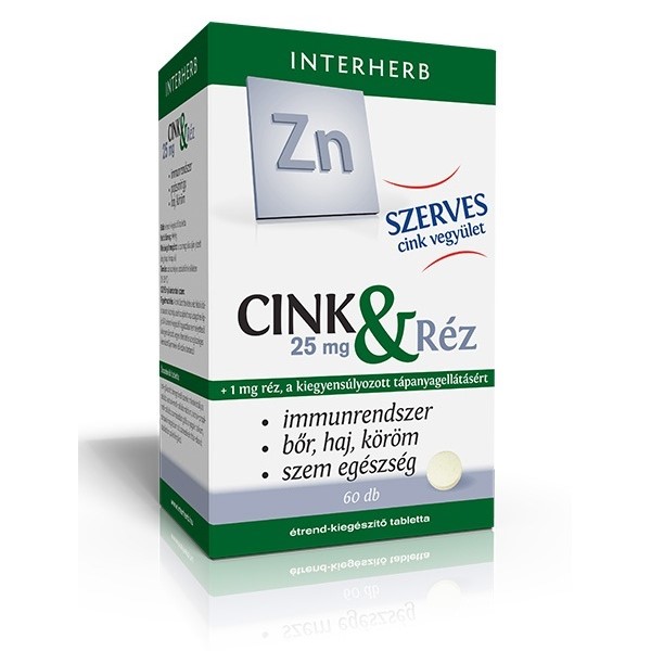 Interherb Szerves Cink & Réz tabletta - 60db 1 Interherb Szerves Cink & Réz tabletta - 60db