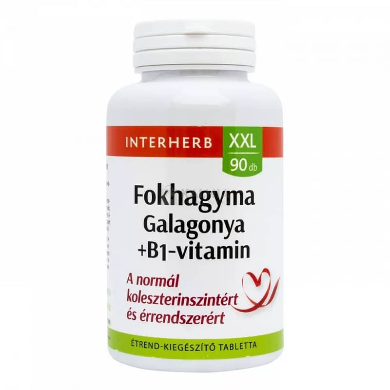 Interherb XXL Fokhagyma, Galagonya + B1-vitamin tabletta - 90db 1 Interherb XXL galagonya és fokhagyma tabletta – 90db