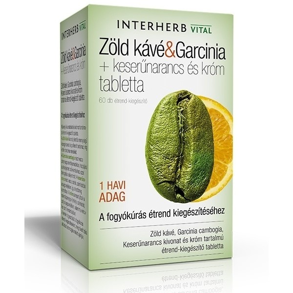 Interherb Zöld kávé & Garcinia + keserűnarancs és króm tabletta - 60db 1 Interherb Zöld kávé & Garcinia tabletta - 60db
