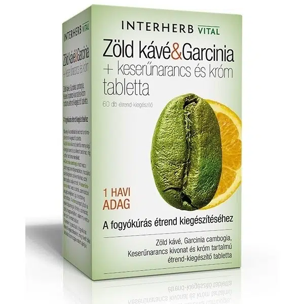 Interherb Zöld kávé & Garcinia + keserűnarancs és króm tabletta - 60db 1 Interherb Zöld kávé & Garcinia tabletta - 60db