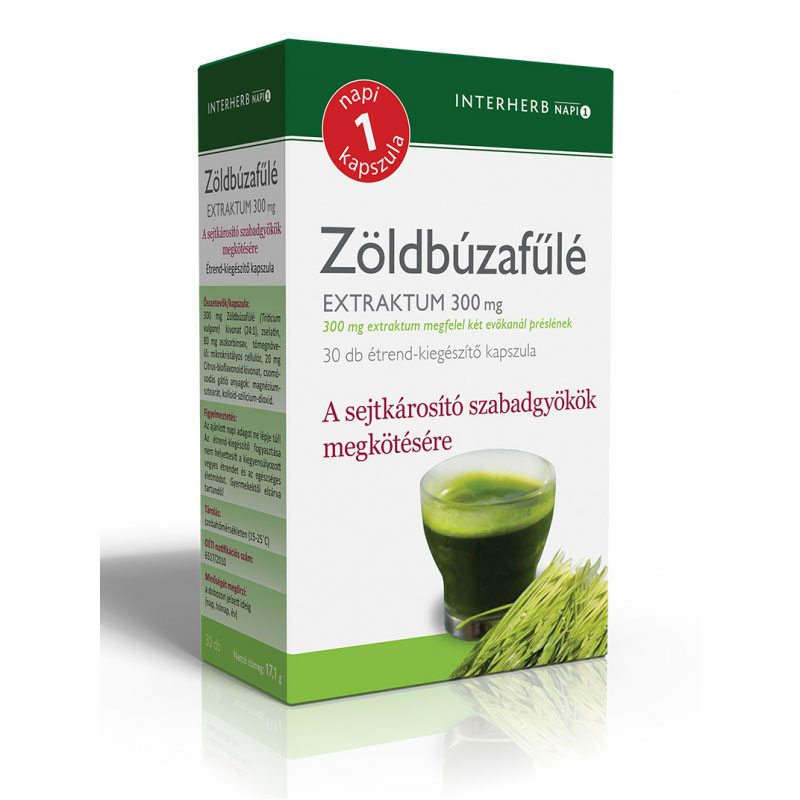 Interherb Napi 1 Zöldbúzafűlé Extraktum kapszula - 30db 1 Interherb Zöldbúzafűlé extraktum kapszula – 30db