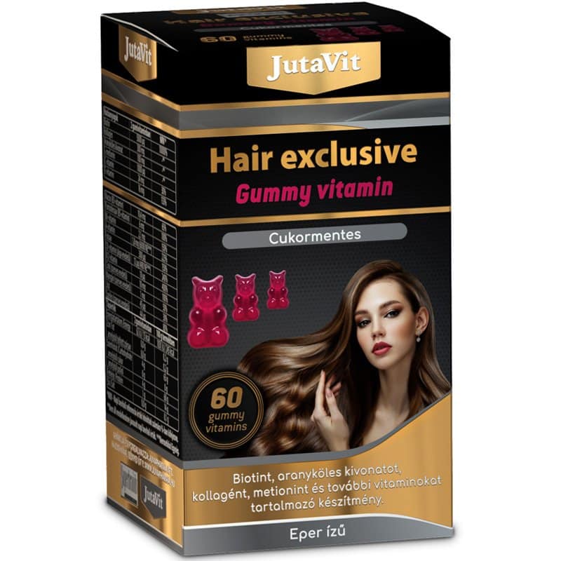 JutaVit Hair Exclusive eper ízű, cukormentes gumivitamin - 60db 1 JutaVit Hair Exclusive eper ízű, cukormentes gumivitamin - 60db