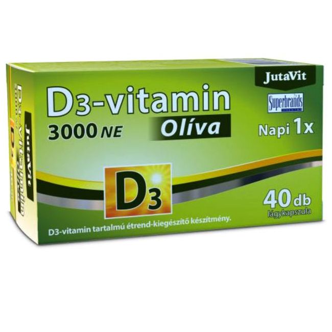 JutaVit Olíva D3-vitamin 3000NE lágyzselatin kapszula - 40db 1 JutaVit Olíva D3-vitamin 3000NE lágyzselatin kapszula - 40db
