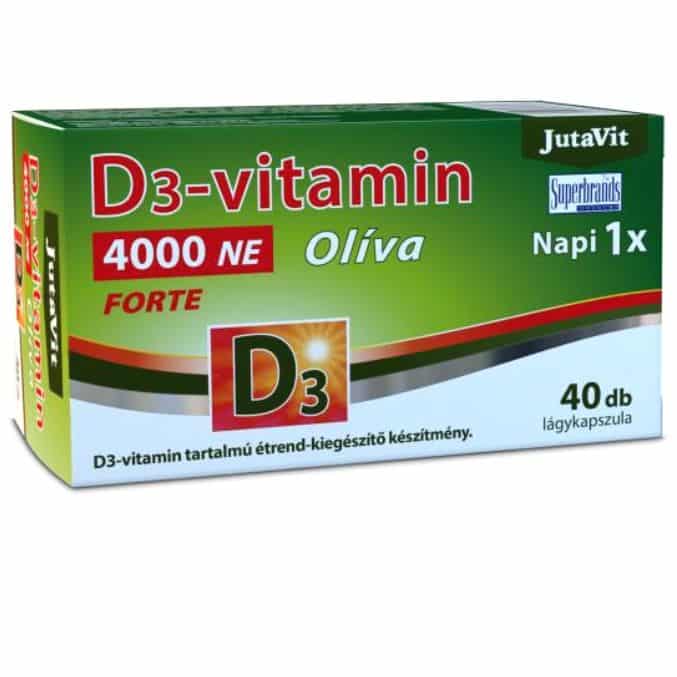 JutaVit Olíva D3-vitamin 4000NE Forte lágyzselatin kapszula - 40db 1 JutaVit Olíva D3-vitamin 4000NE Forte lágyzselatin kapszula - 40db