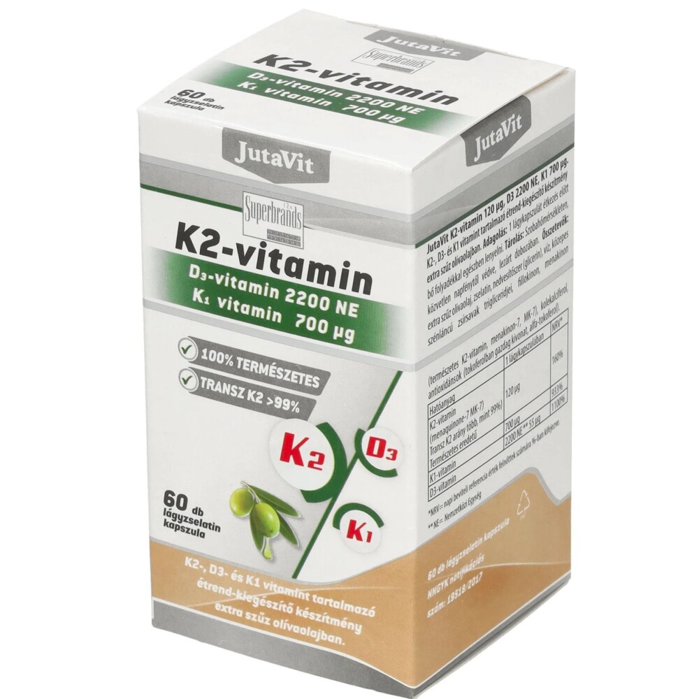 Jutavit K2+D3+K1-vitamin lágykapszula - 60db 1 Jutavit K2+D3+K1-vitamin lágykapszula - 60db