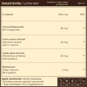 Myrobalan Vita-C 1500mg gyógynövény kivonatokkal - 60db 3 Myrobalan Vita-C 1500mg gyógynövény kivonatokkal - 60db - Image 2