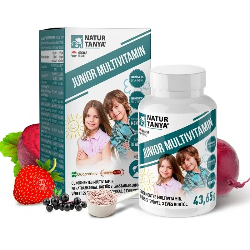 Natur Tanya Junior Multivitamin por eper ízben - 43,65 g 1 Natur Tanya Junior Multivitamin por eper ízben - 43,65 g