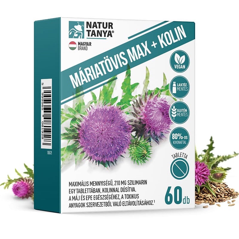 Natur Tanya Máriatövis Max + Kolin tabletta - 60db 1 Natur Tanya Máriatövis Max + Kolin tabletta - 60db