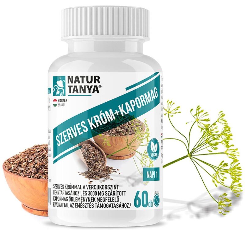 Natur Tanya Szerves Króm + Kapormag tabletta - 60db 1 Natur Tanya Szerves Króm + Kapormag tabletta - 60db