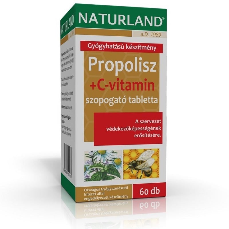 Naturland Propolisz+C-vitamin szopogatótabletta - 60 db 1 Naturland Propolisz+C-vitamin szopogatótabletta - 60 db