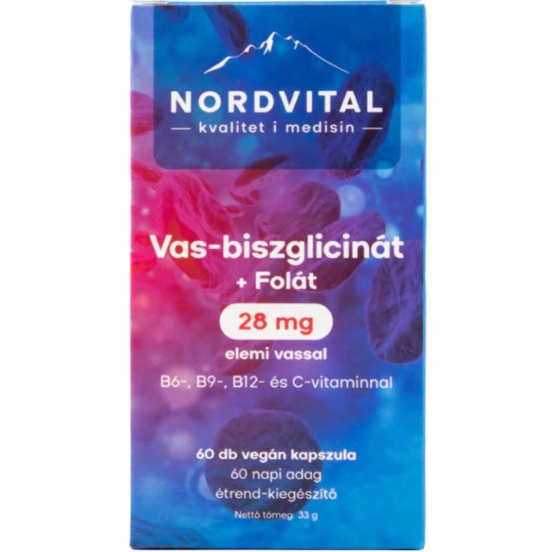 Nordvital Vas-biszglicinát + Folát kapszula - 60db 1 Nordvital Vas-biszglicinát + Folát kapszula - 60db