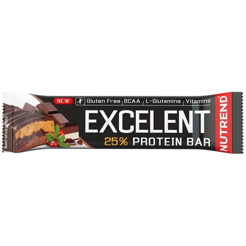 Nutrend Excelent 25% csoki-nugát-áfonya ízű fehérje szelet - 85g 1 Nutrend Excelent 25% csoki-nugát-áfonya ízű fehérje szelet - 85g