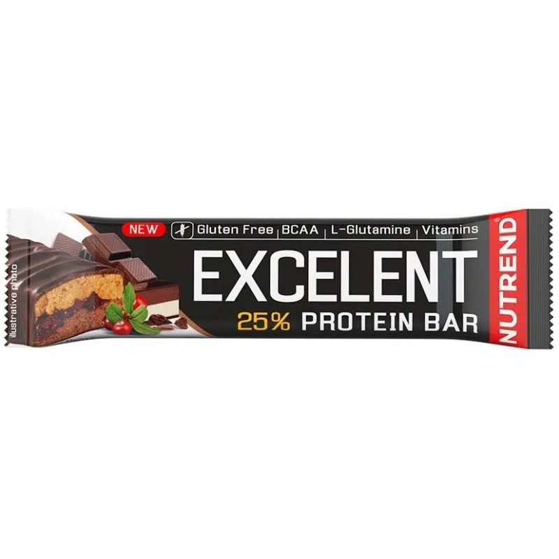 Nutrend Excelent 25% csoki-nugát-áfonya ízű fehérje szelet - 85g 1 Nutrend Excelent 25% csoki-nugát-áfonya ízű fehérje szelet - 85g