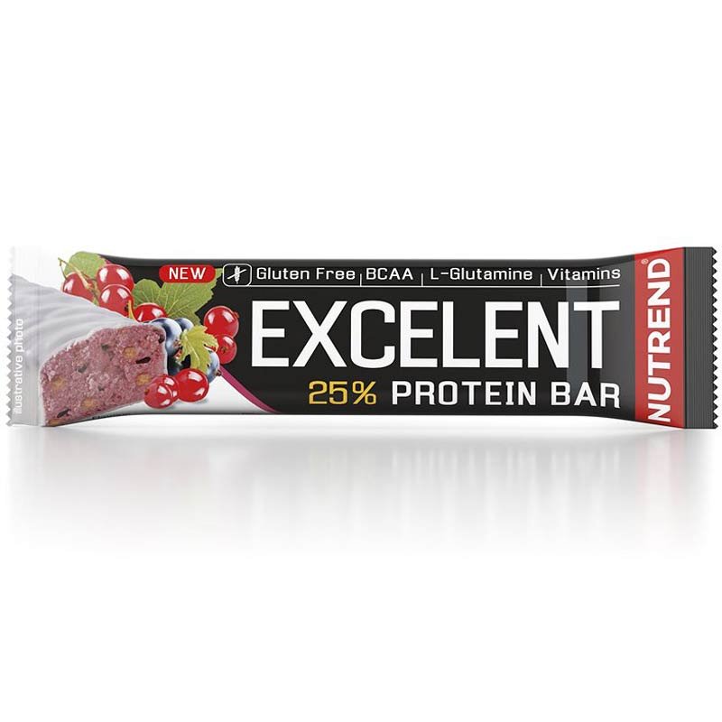Nutrend Excelent 25% fekete ribizli-vörösáfonya ízű fehérje szelet - 85g 1 Nutrend Excelent 25% fekete ribizli-vörösáfonya ízű fehérje szelet - 85g