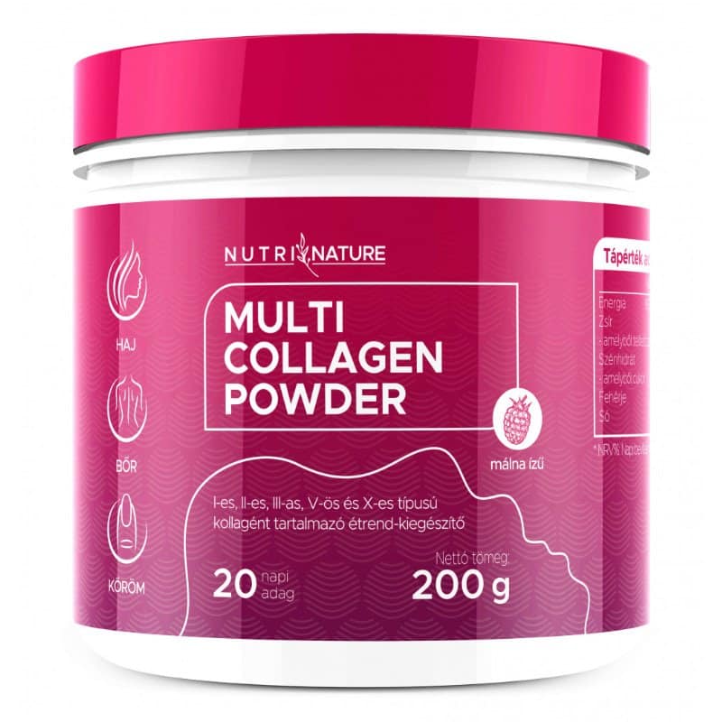 Nutri Nature Multi Kollagén por - 5 féle kollagénnel málna ízű - 200g 1 Nutri Nature Multi Kollagén por - 5 féle kollagénnel málna ízű - 200g