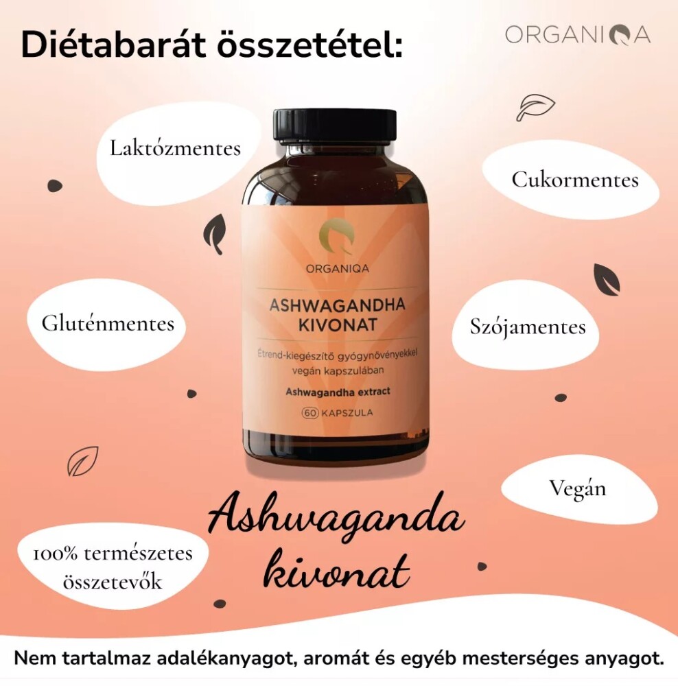 Organiqa Ashwagandha kivonat kapszula - 60db 2 Organiqa Ashwagandha kivonat kapszula - 60db - Image 2