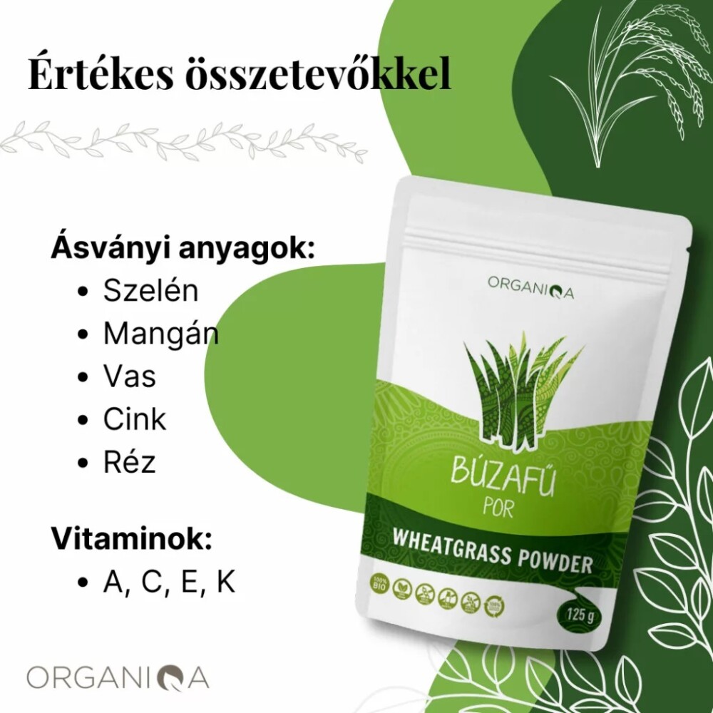 Organiqa Bio Búzafű por - 125g 3 Organiqa Bio Búzafű por - 125g - Image 3