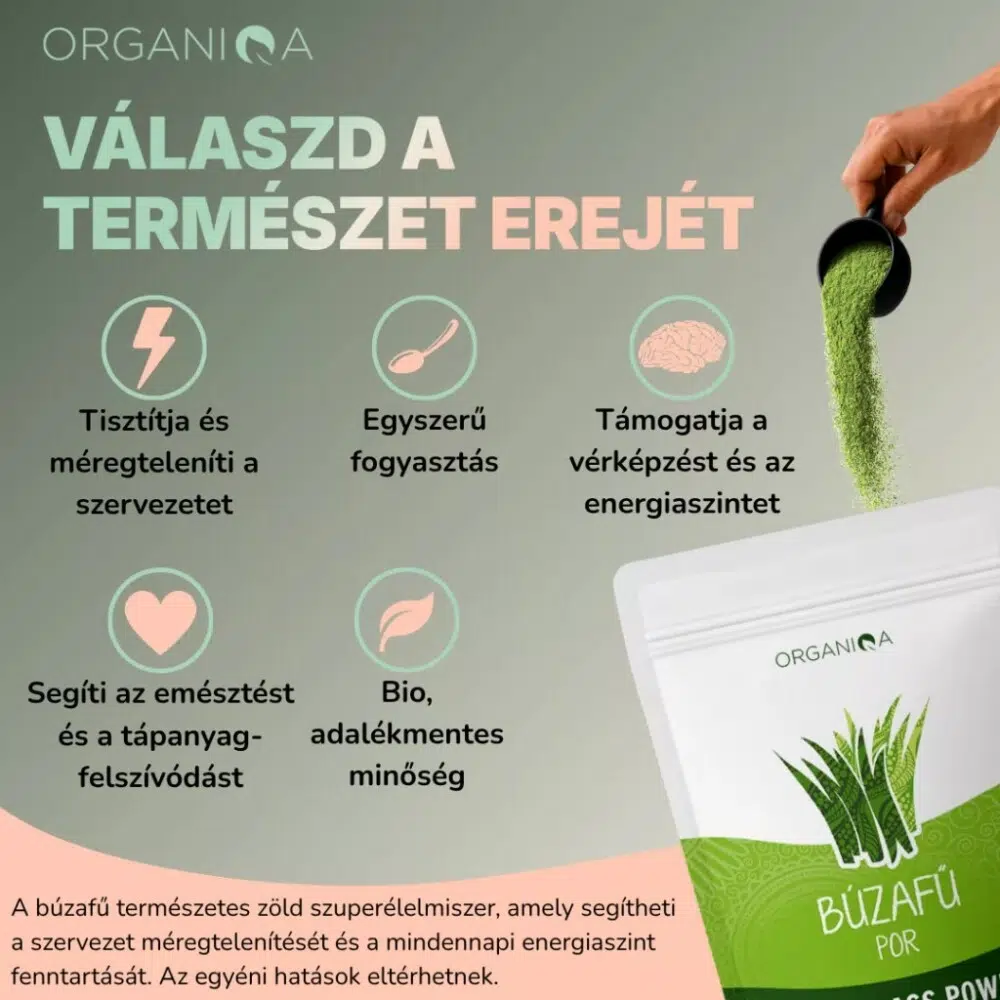 Organiqa Bio Búzafű por - 125g 6 Organiqa Bio Búzafű por - 125g - Image 6
